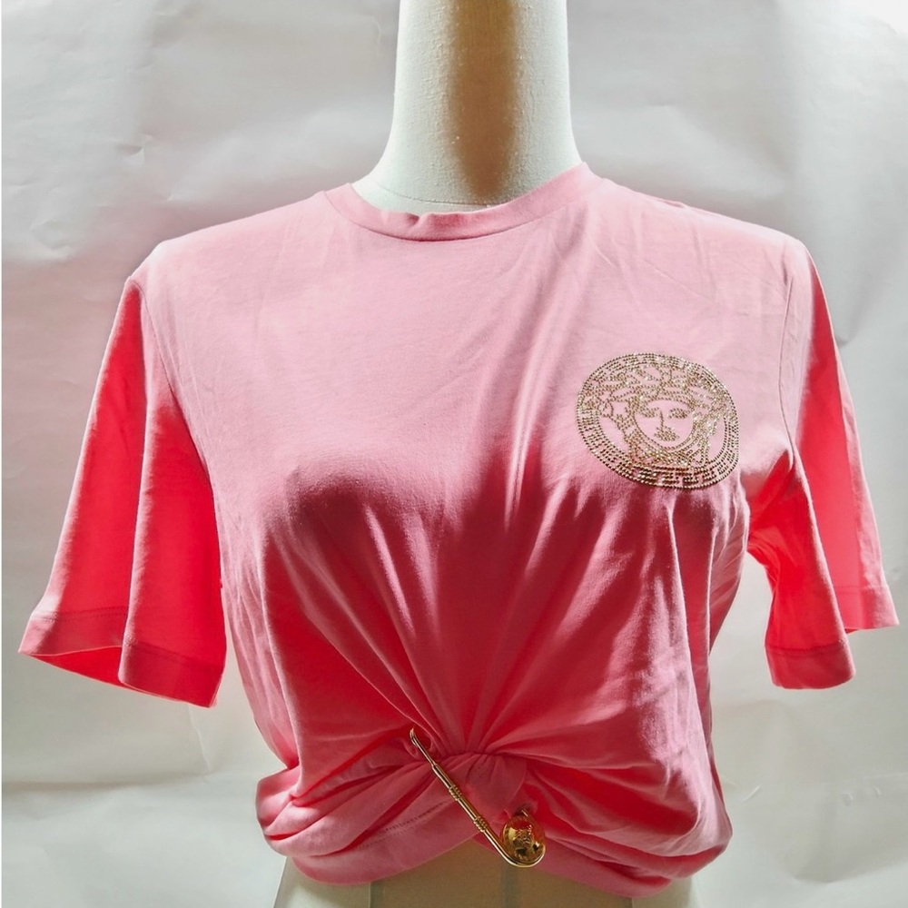 Versace Pink Top with gold pin Detail